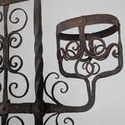 Spanish Wrought Iron Fireplace Screen Candelabra, Arts and Crafts, 1880s