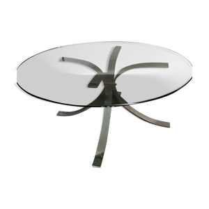 Table en verre et acier