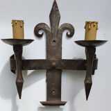 Duo of wrought iron wall lamps Atelier Marolles