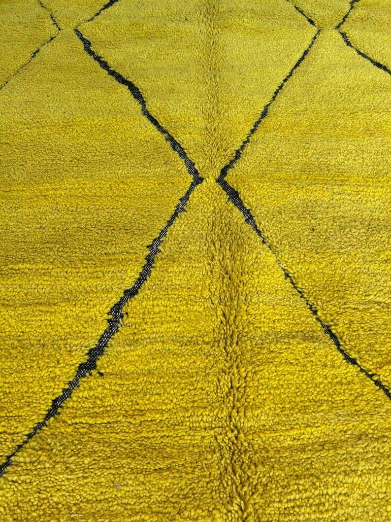 Handmade Berber rug from Oued Zem, yellow, size 140 x 260 cm