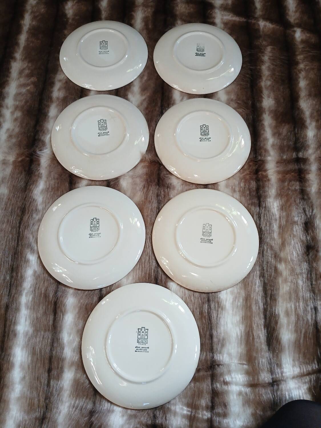 7 antique dessert plates Gien