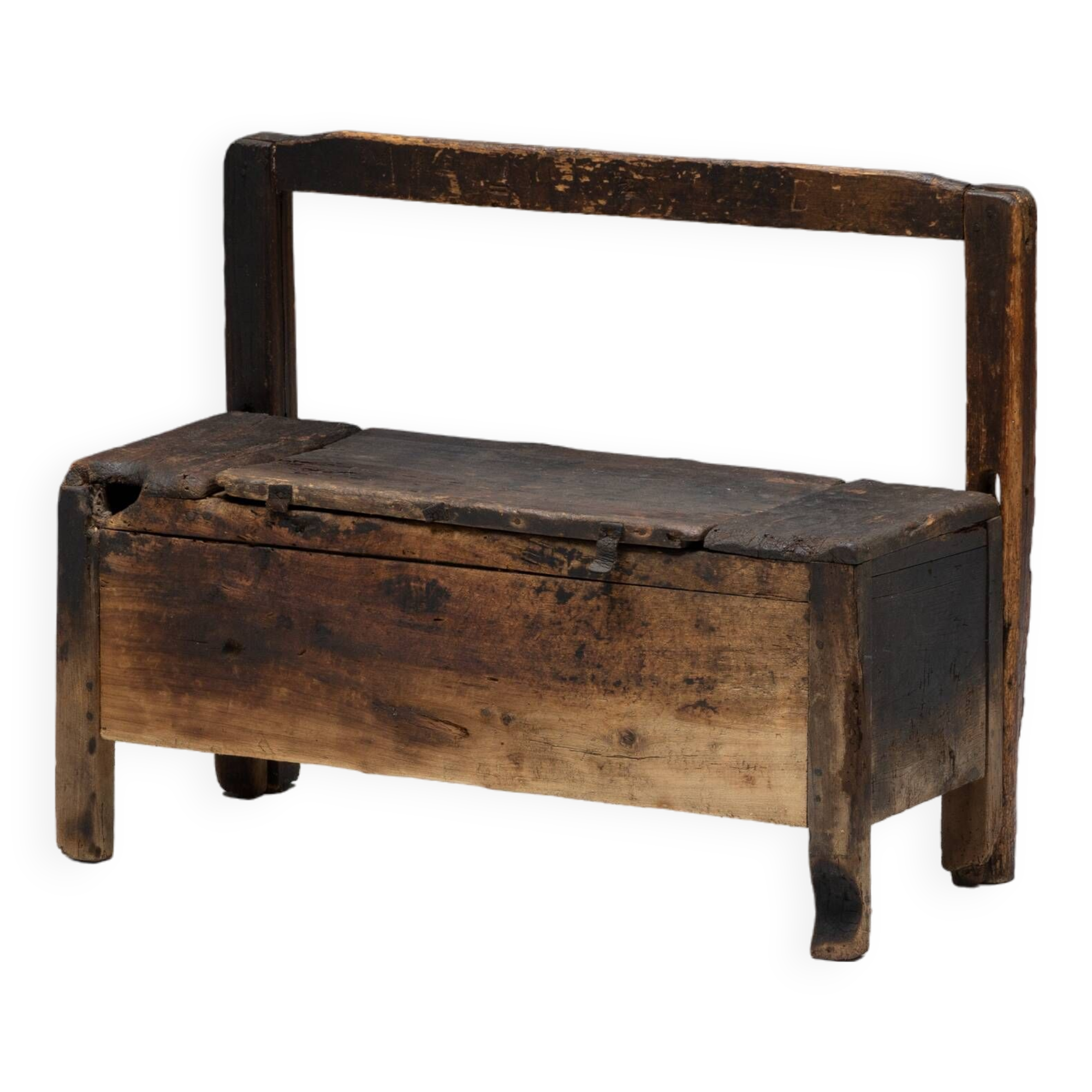 Primitive Wabi Sabi Chest Bench, France, 19th Century