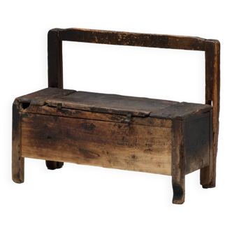 Primitive Wabi Sabi Chest Bench, France, 19th Century