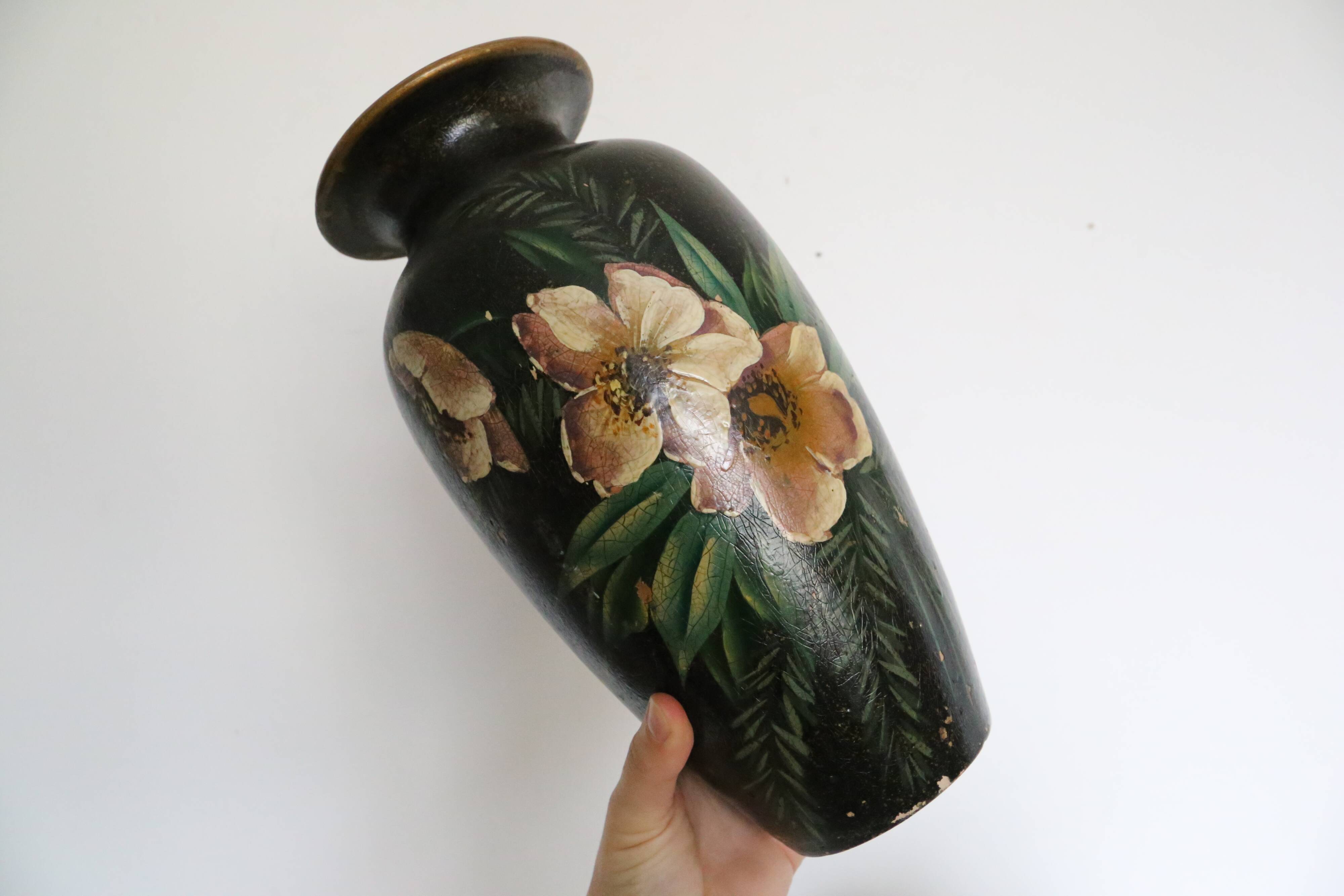 Pair of ceramic vases, hand painted