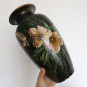 Pair of ceramic vases, hand painted