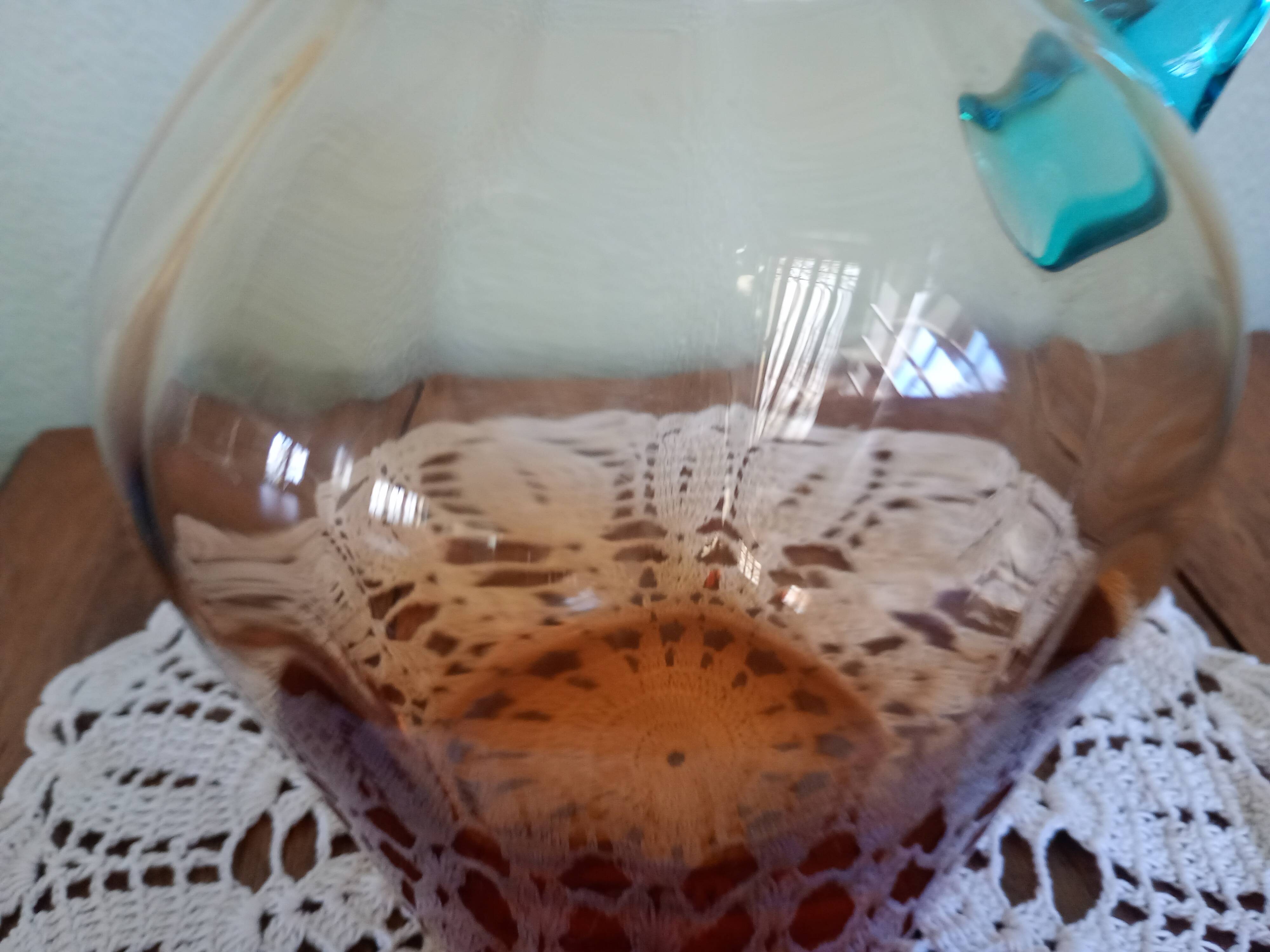 Portieux glassware pitcher - George Sand model - blue and amber