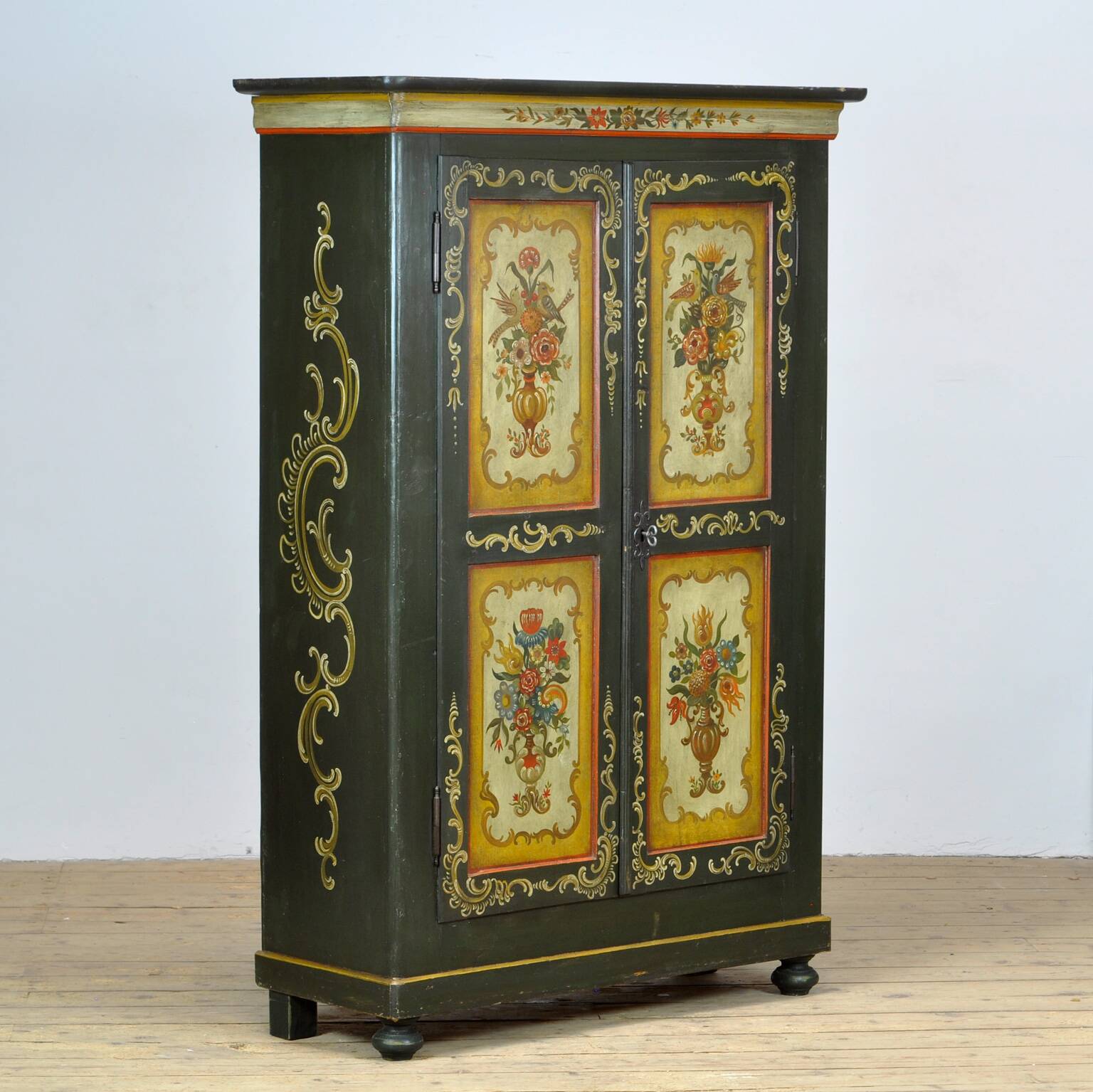 Antique German Hand Painted Cabinet, Circa 1850