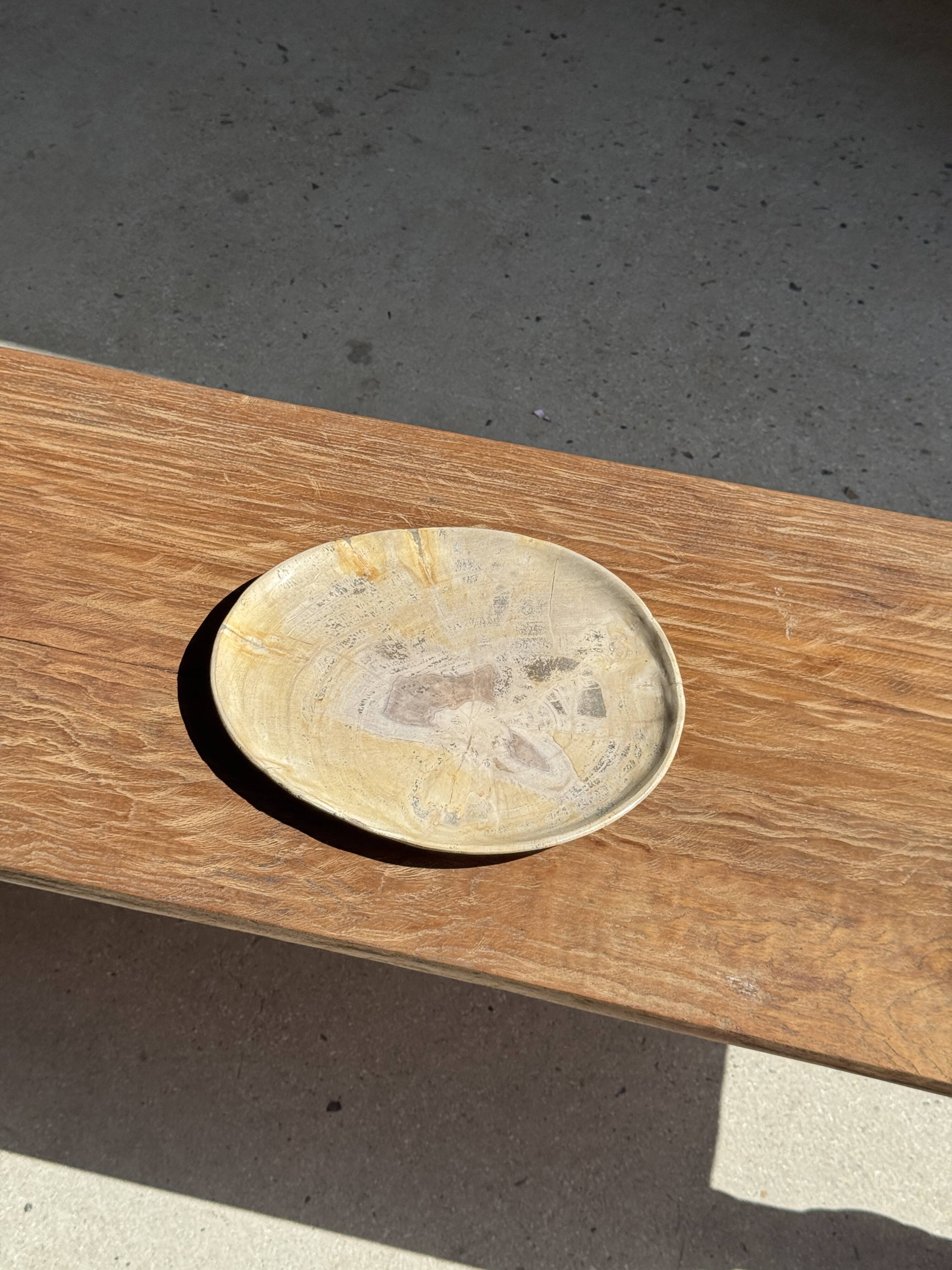 Oval petrified wood dish or bowl with grey edges D28x24 -3779