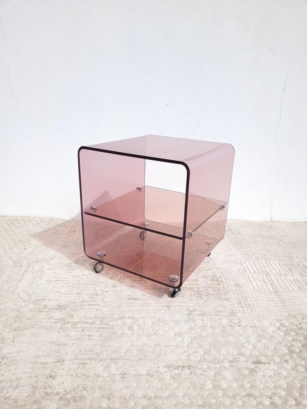 Vintage smoked plexiglass dessert trolley 70s by Michel Dumas