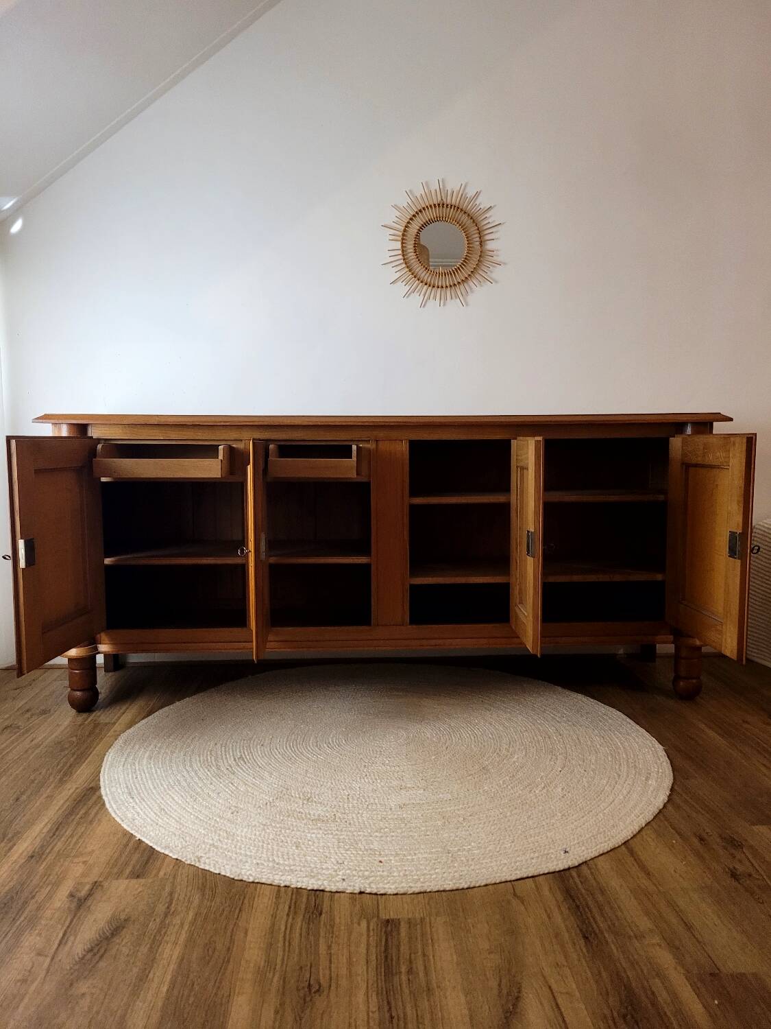 Solid oak enfilade Art Deco, circa 1940.