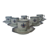 6 tasses et sous-tasses Limoges Coquet forme Lotus