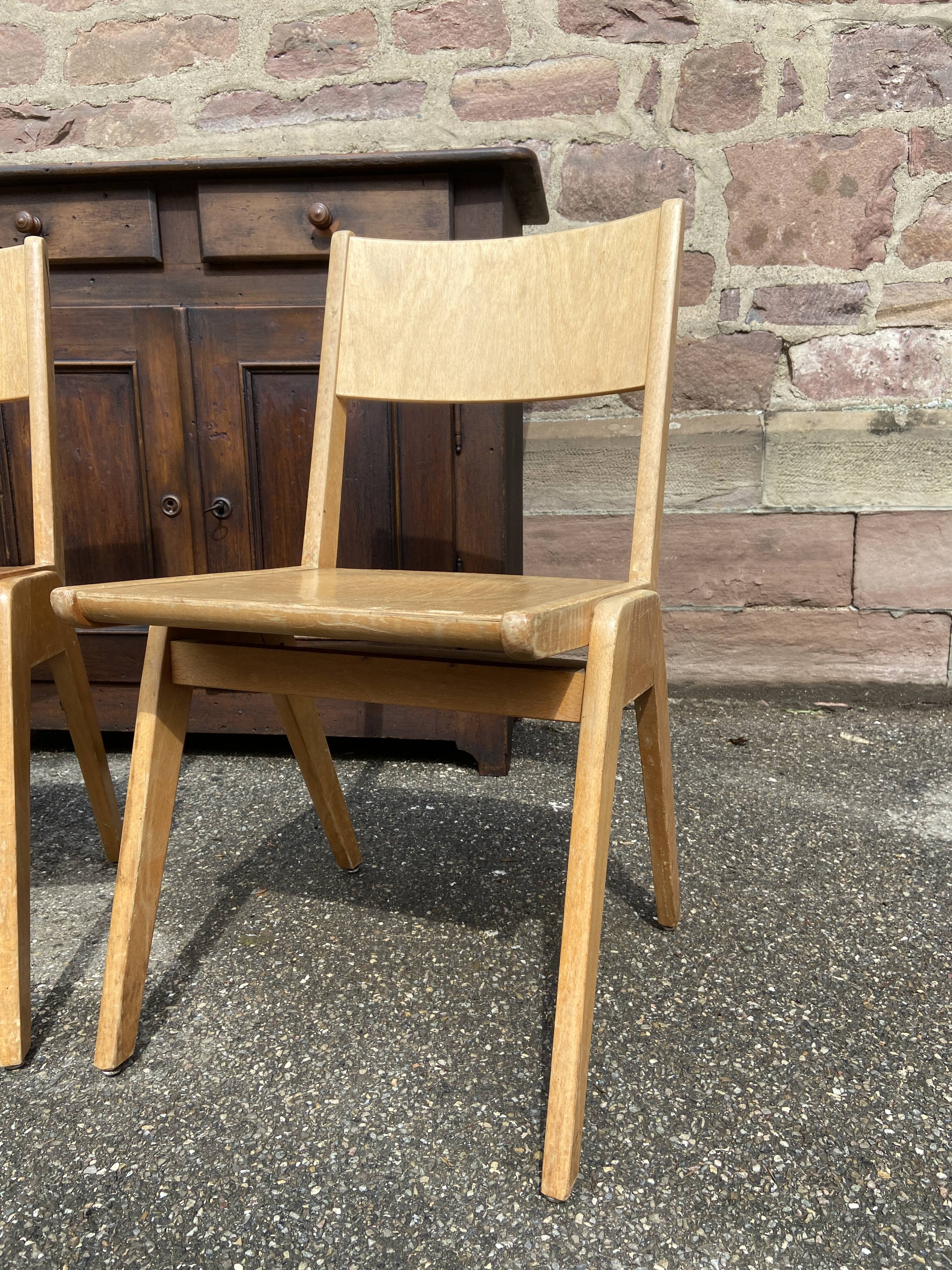 Pair of scandinavian chairs feet compass 1960