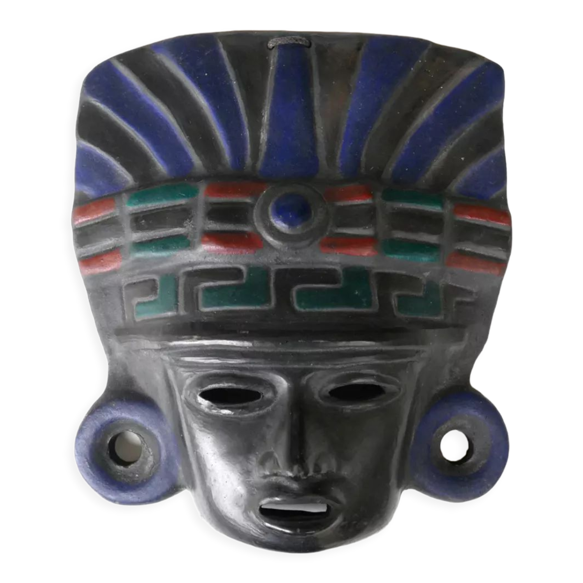 Black Mayan mask in terracotta, 70s