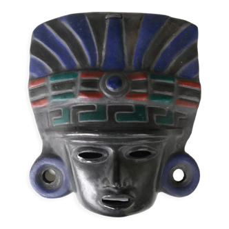 Black Mayan mask in terracotta, 70s