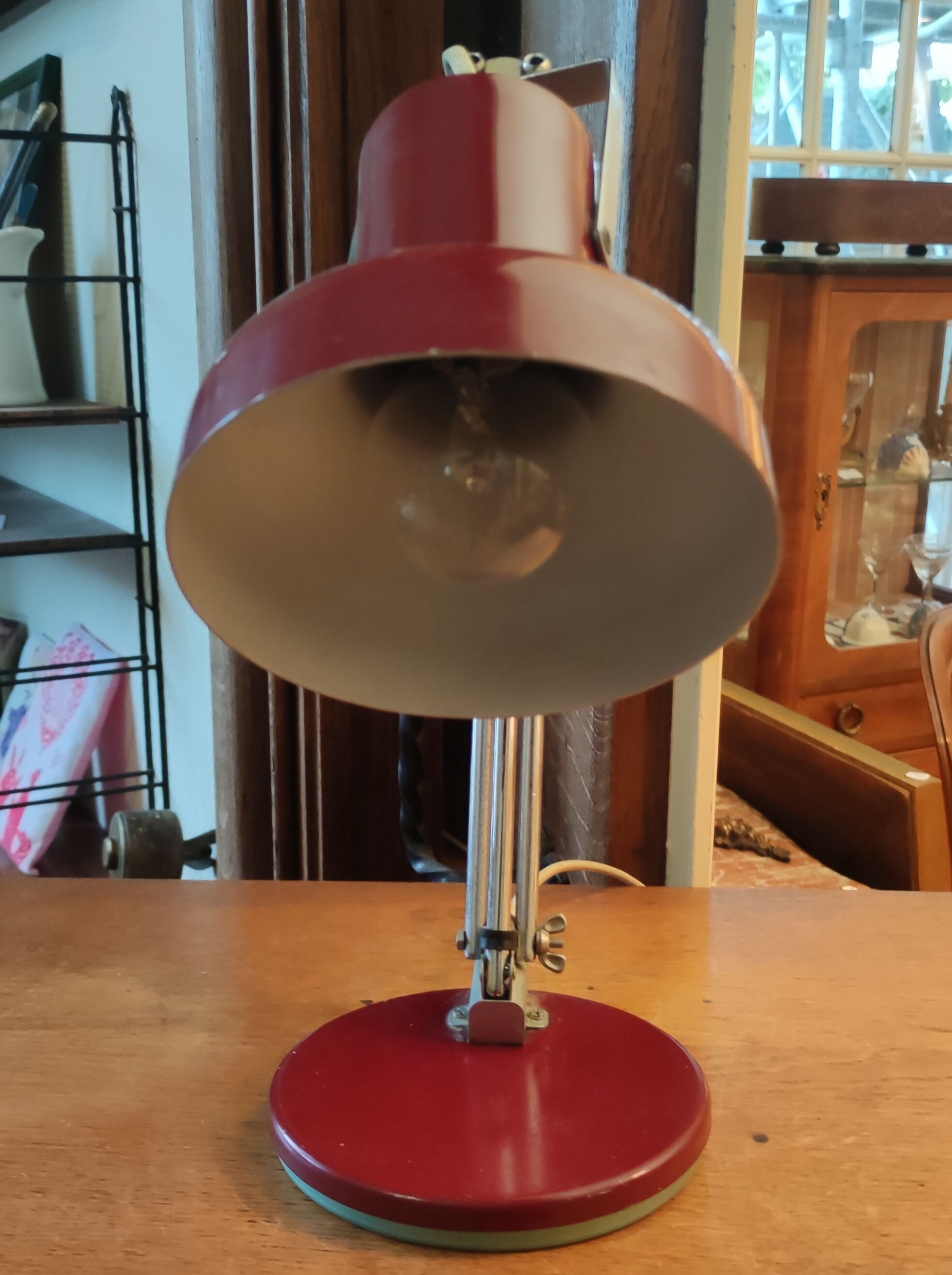 Vintage articulated table lamp red metal