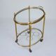 Small Mid-Century Italian Brass Bar Cart with Removable Tray, 1950s