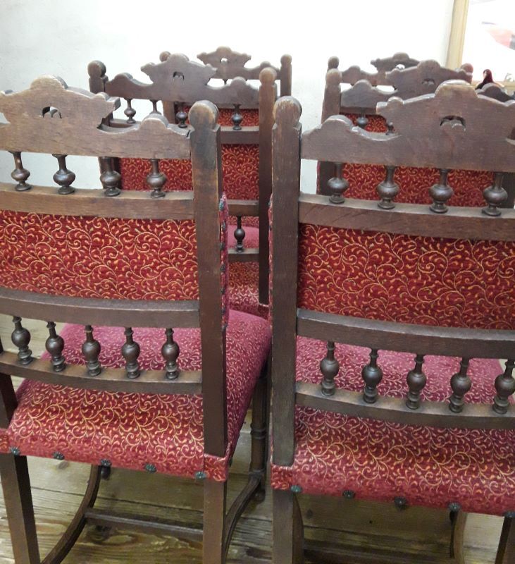 Series of 6 reupholstered Renaissance style chairs