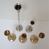 Five gold brass candlesticks and chrome brass vintage scandinavian design