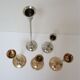 Five gold brass candlesticks and chrome brass vintage scandinavian design