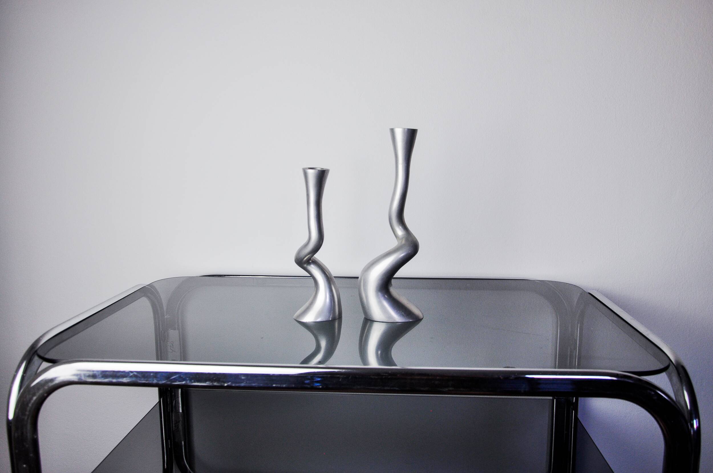 Paire de bougeoirs brutalistes par art3, espagne, 1970