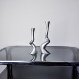 Pair of brutalist candle holders by art3, spain, 1970