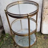 Gold brass and 1960 glass sellette/desserte