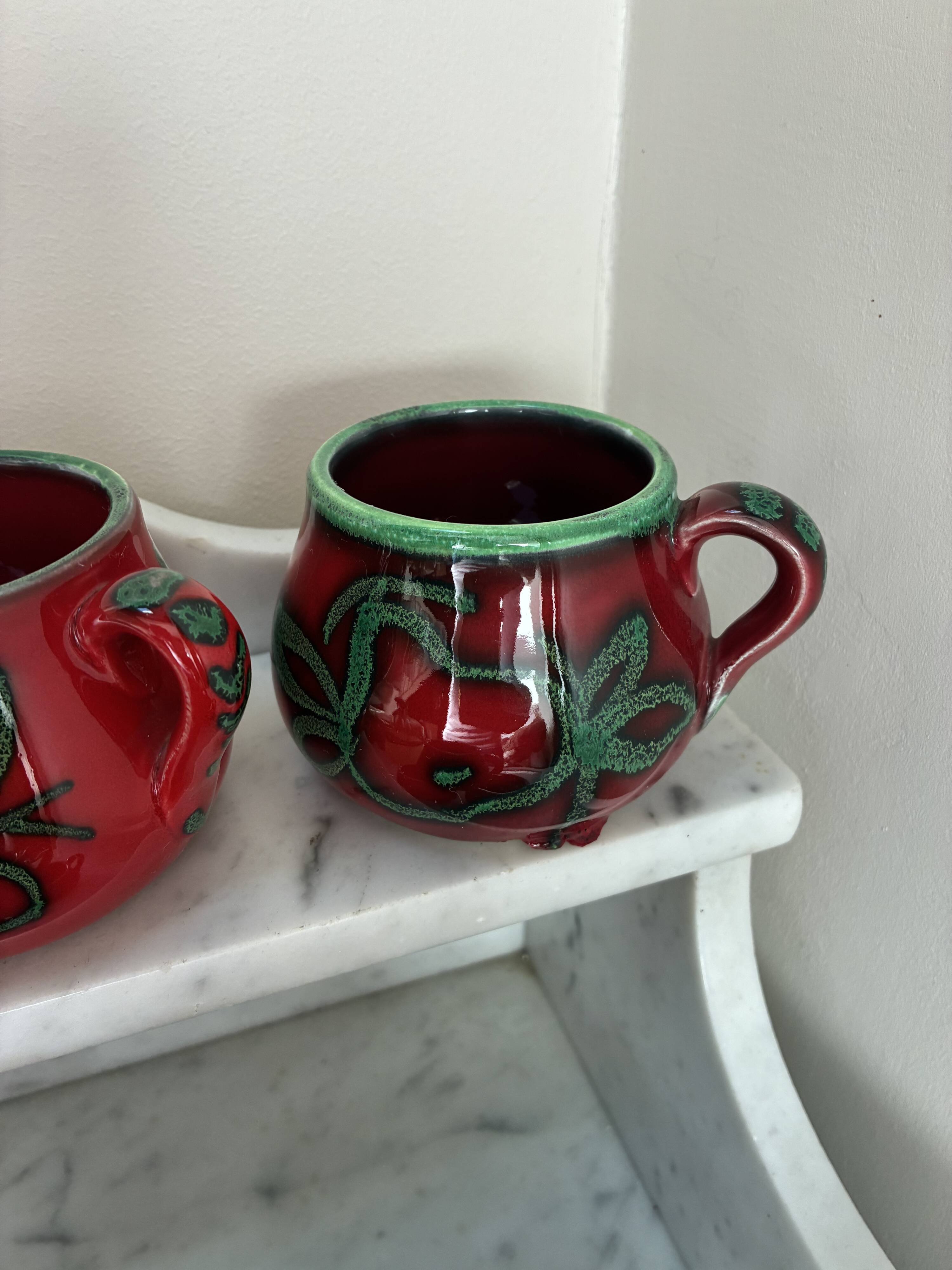 Vintage Italy handmade glazed ceramic cups