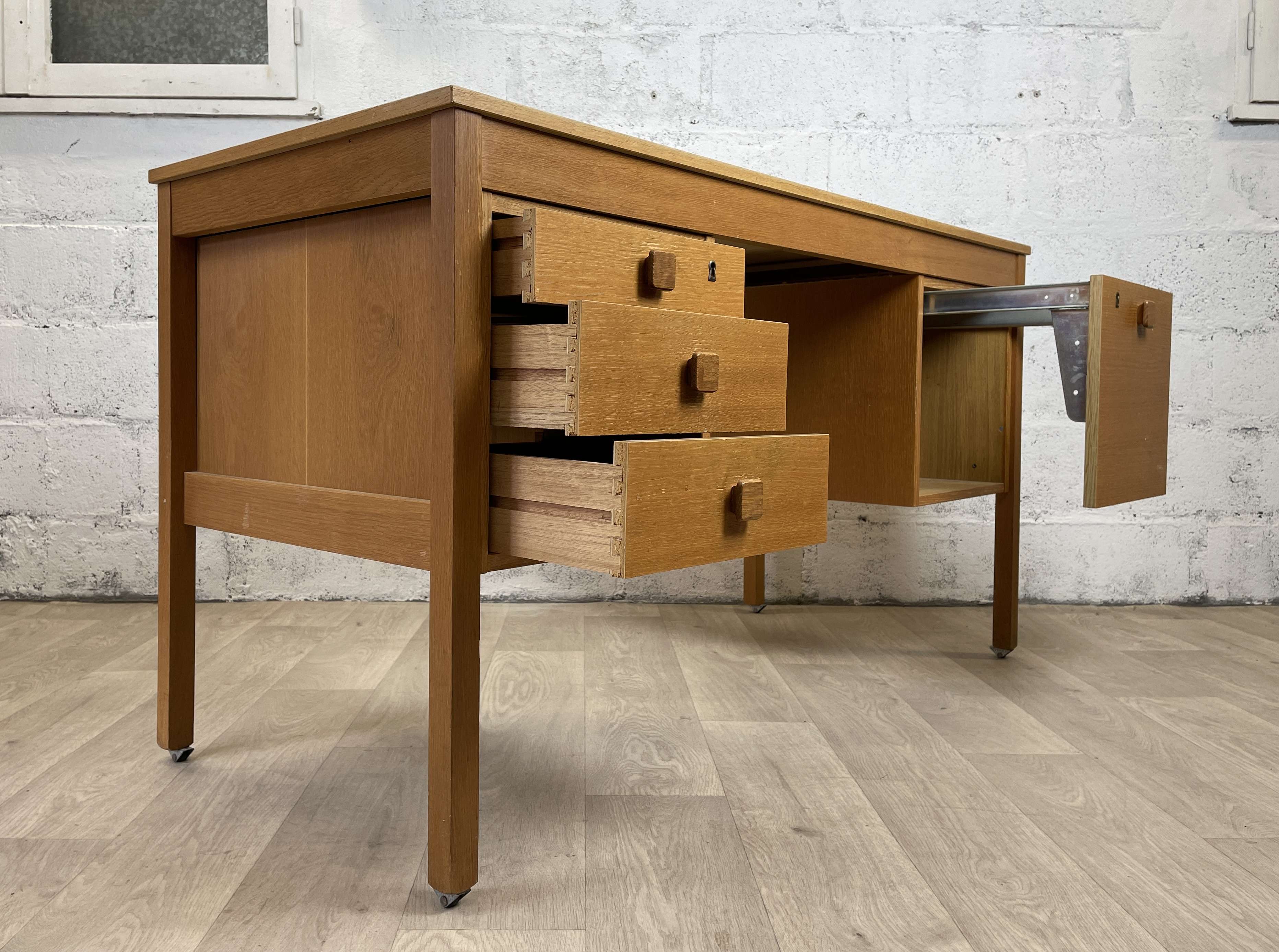 Vintage scandinavian oak office, 60s