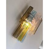 Lot de 4 Appliques Murales Multicolores "Carrées" en Verre de Style Murano