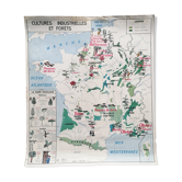 Old MDI school poster: France "Industrial crops and forests" / Garonne