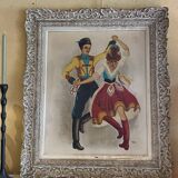 Tableau ancien, danse folklorique, A. Guillaud (1948)