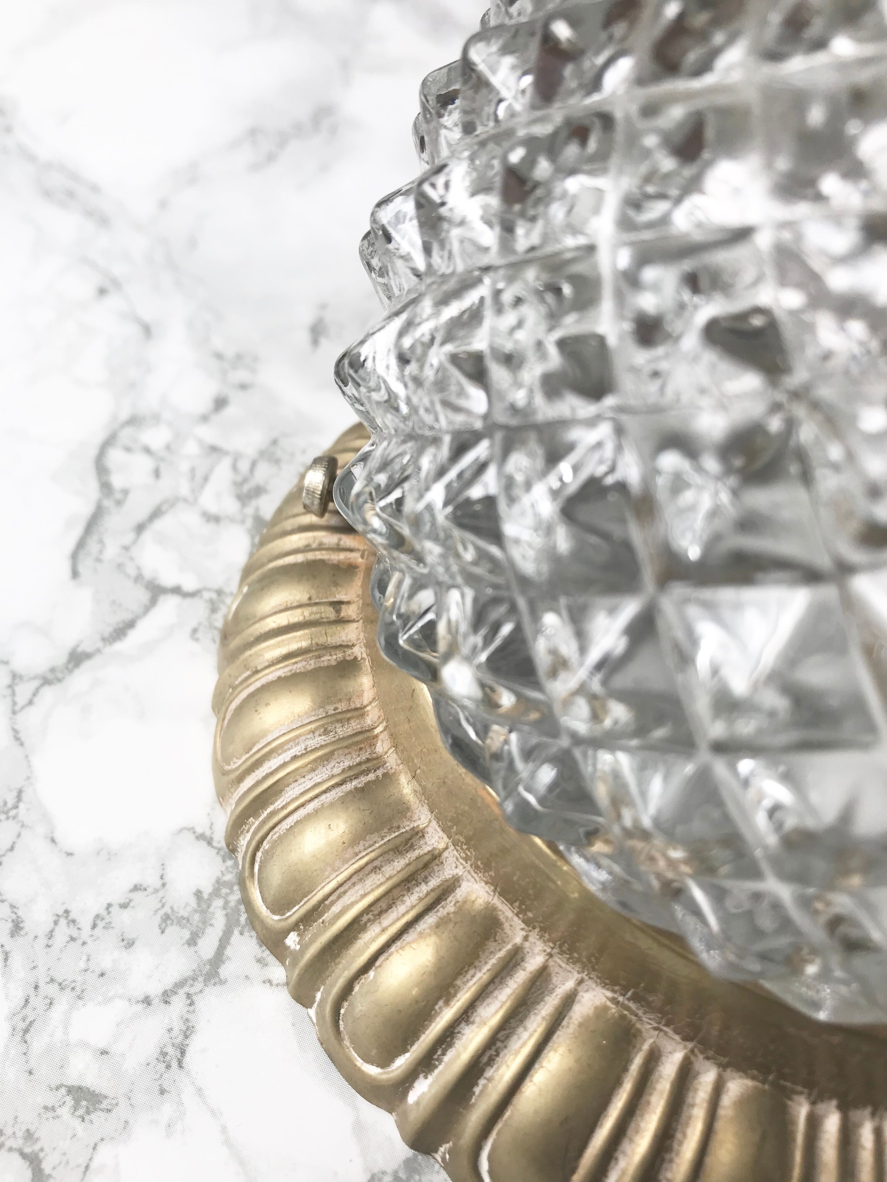 Glass and brass wall lamp