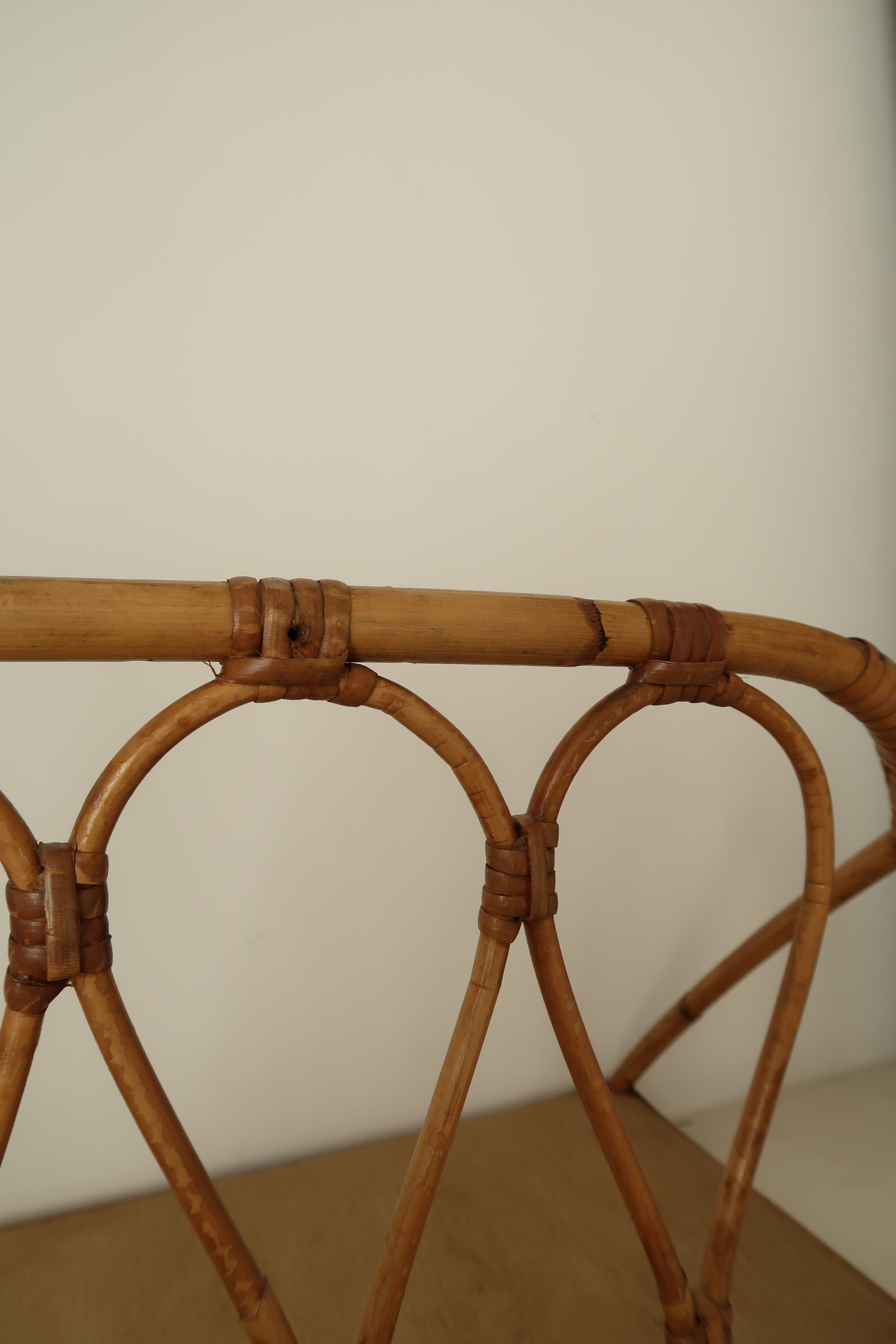 Pair of rattan wall shelves