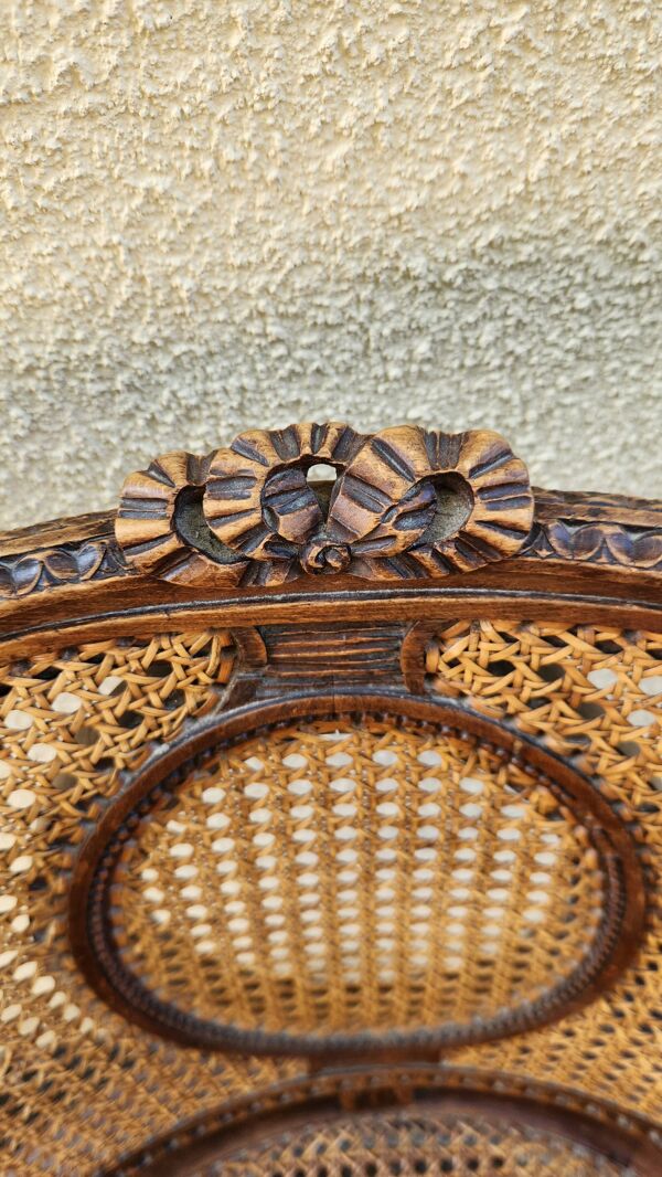 Chaise ancienne Louis XVI en bois et canage XIXe siècle
