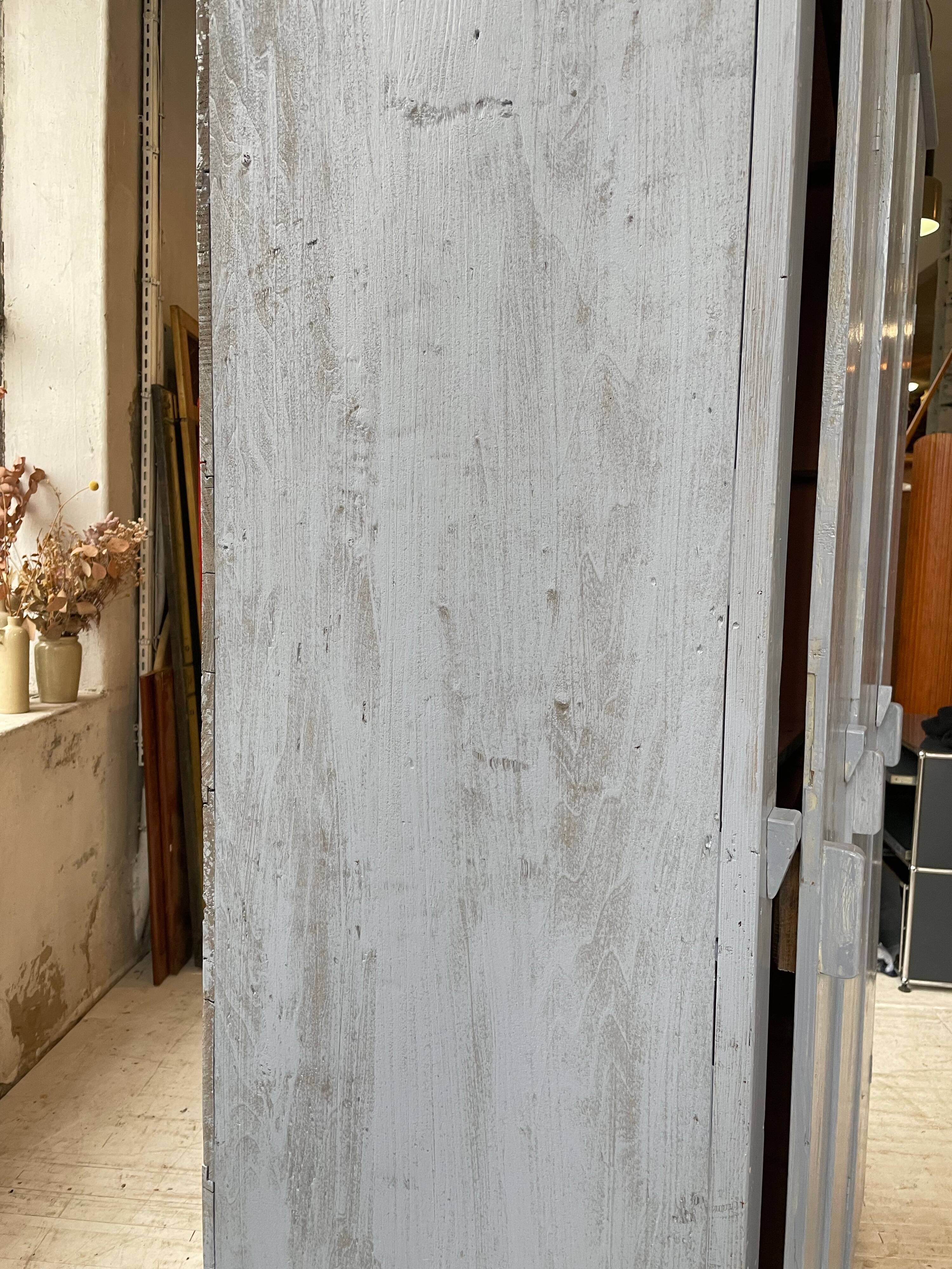 Blue patinated workshop furniture locker room