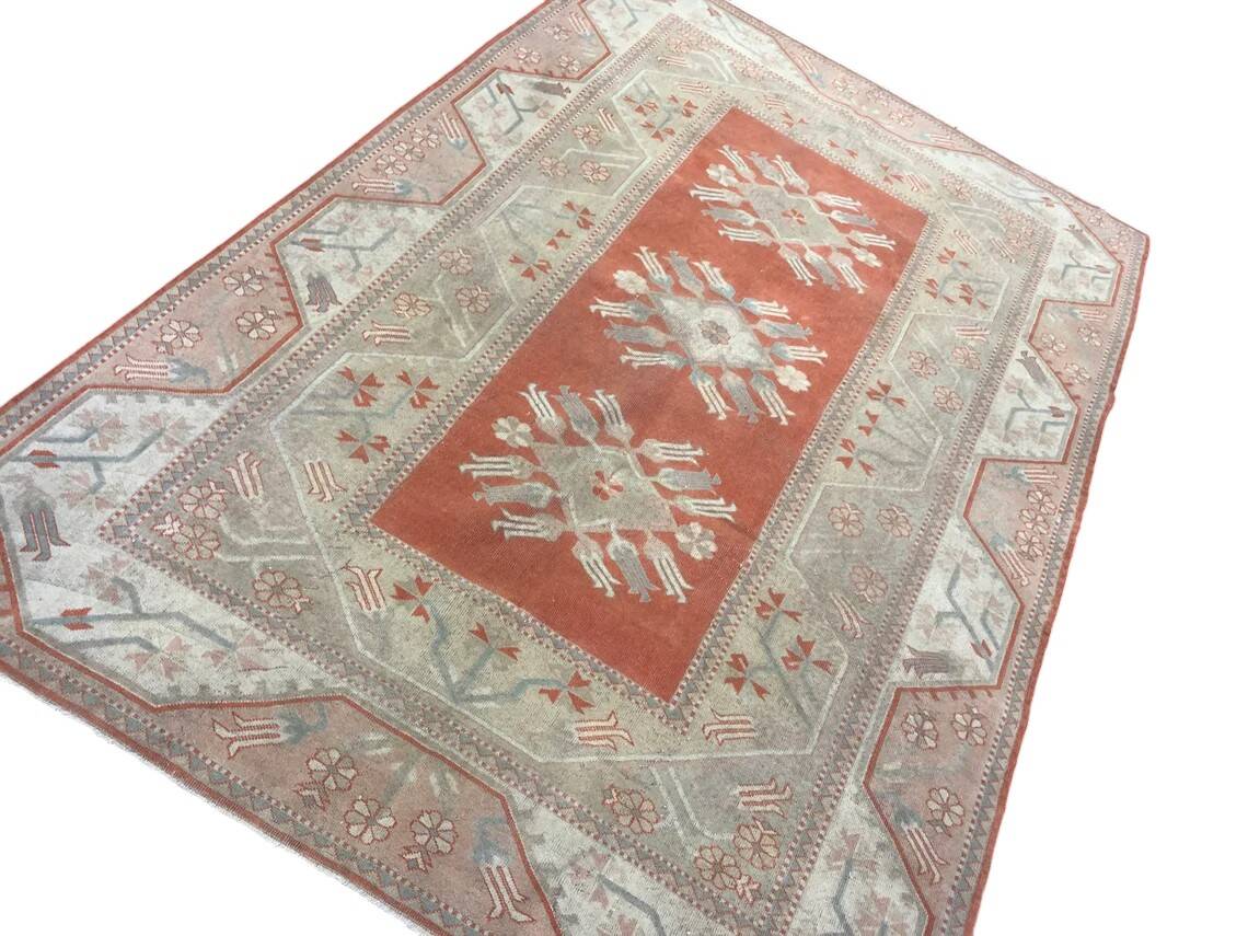 Oushak Handmade Floral Carpet