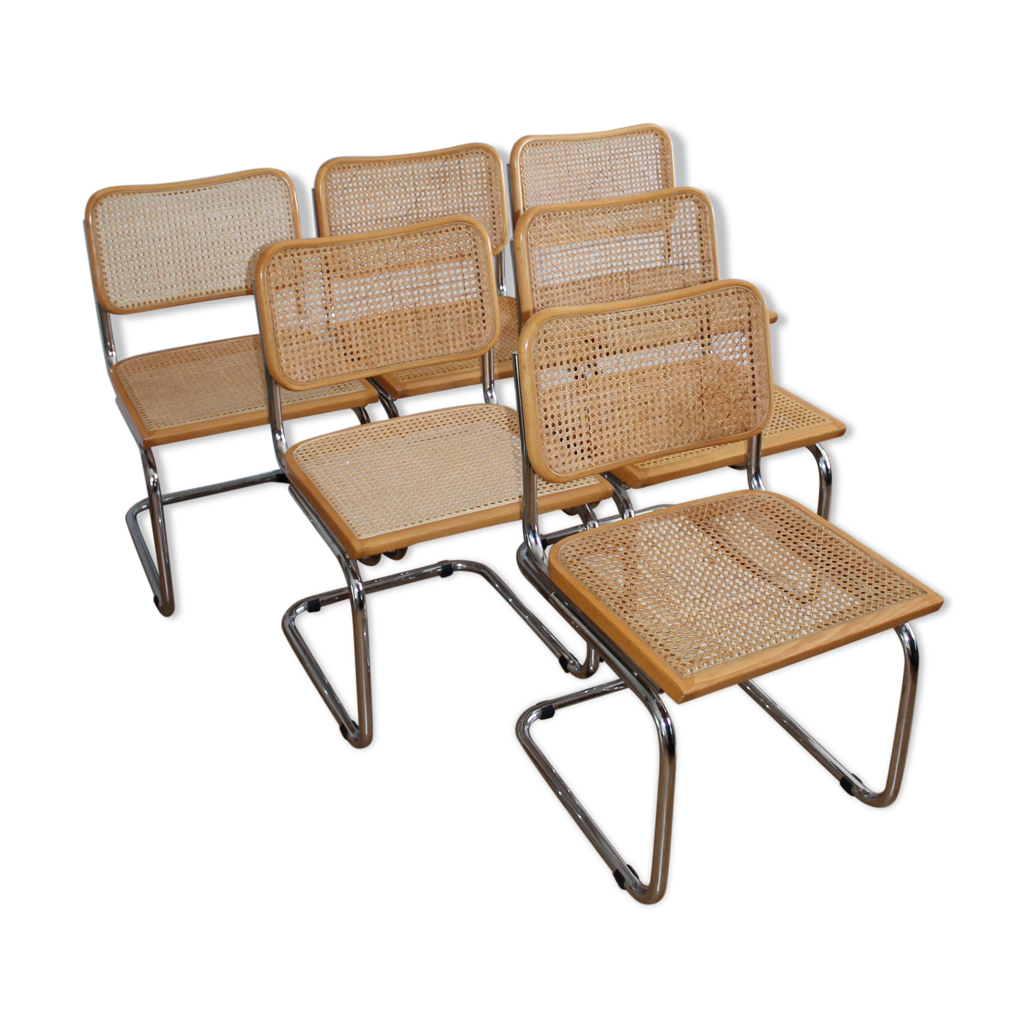 Lot de 6 chaises Cesca B32 par Marcel Breuer