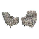 Pair of High-Quality Patterned Fabric Armchairs, Italy