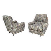 Paire de fauteuils en tissu à motifs de haute qualité, Italie