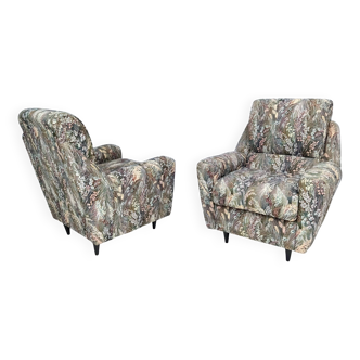 Pair of High-Quality Patterned Fabric Armchairs, Italy