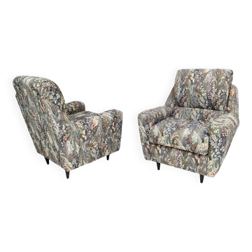 Pair of High-Quality Patterned Fabric Armchairs, Italy