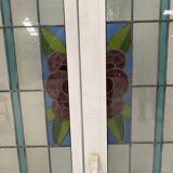 Pair of two-leaf windows in 20th century Art Deco stained glass