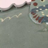 Decorative handcrafted dish – glazed earthenware, marine decor – 80s/90s