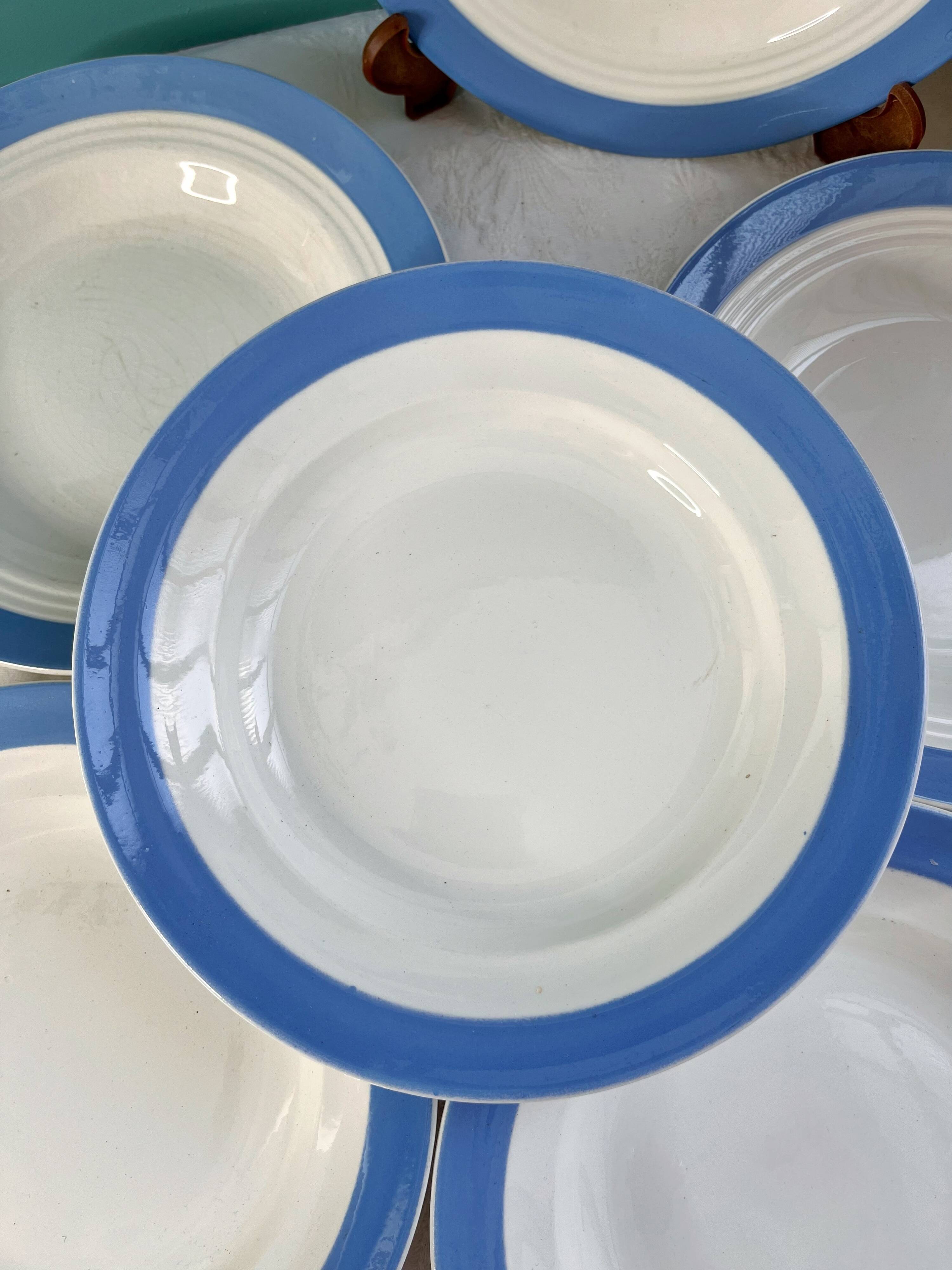 6 pastel blue soup plates in Céranord St Amand earthenware - Languedoc model - Lot 2