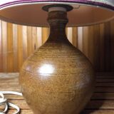 Old sandstone ball lamp + vintage white lampshade #a549