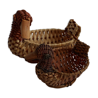 Baskets ducks in vintage rattan