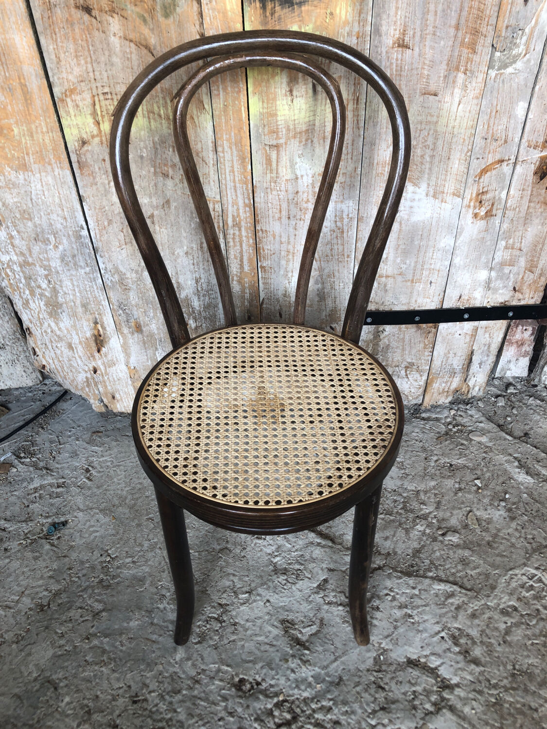 Chair bistrot style thonet dark wood & seat cannée 70s vintage #a233
