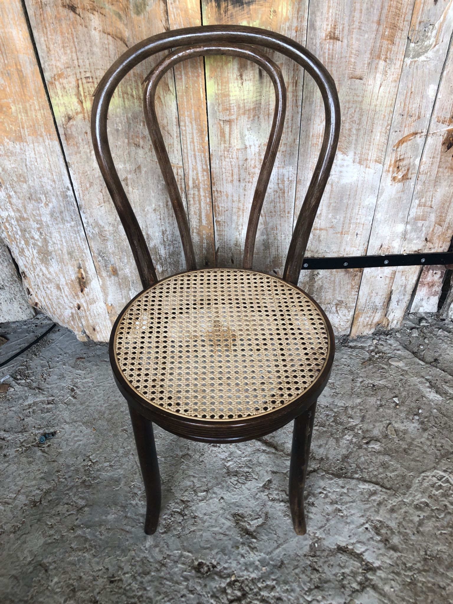 Chair bistrot style thonet dark wood & seat cannée 70s vintage #a233
