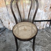 Chair bistrot style thonet dark wood & seat cannée 70s vintage #a233