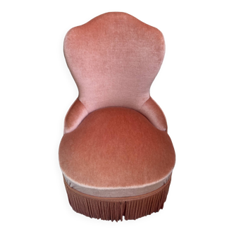 Vintage salmon velvet armchair